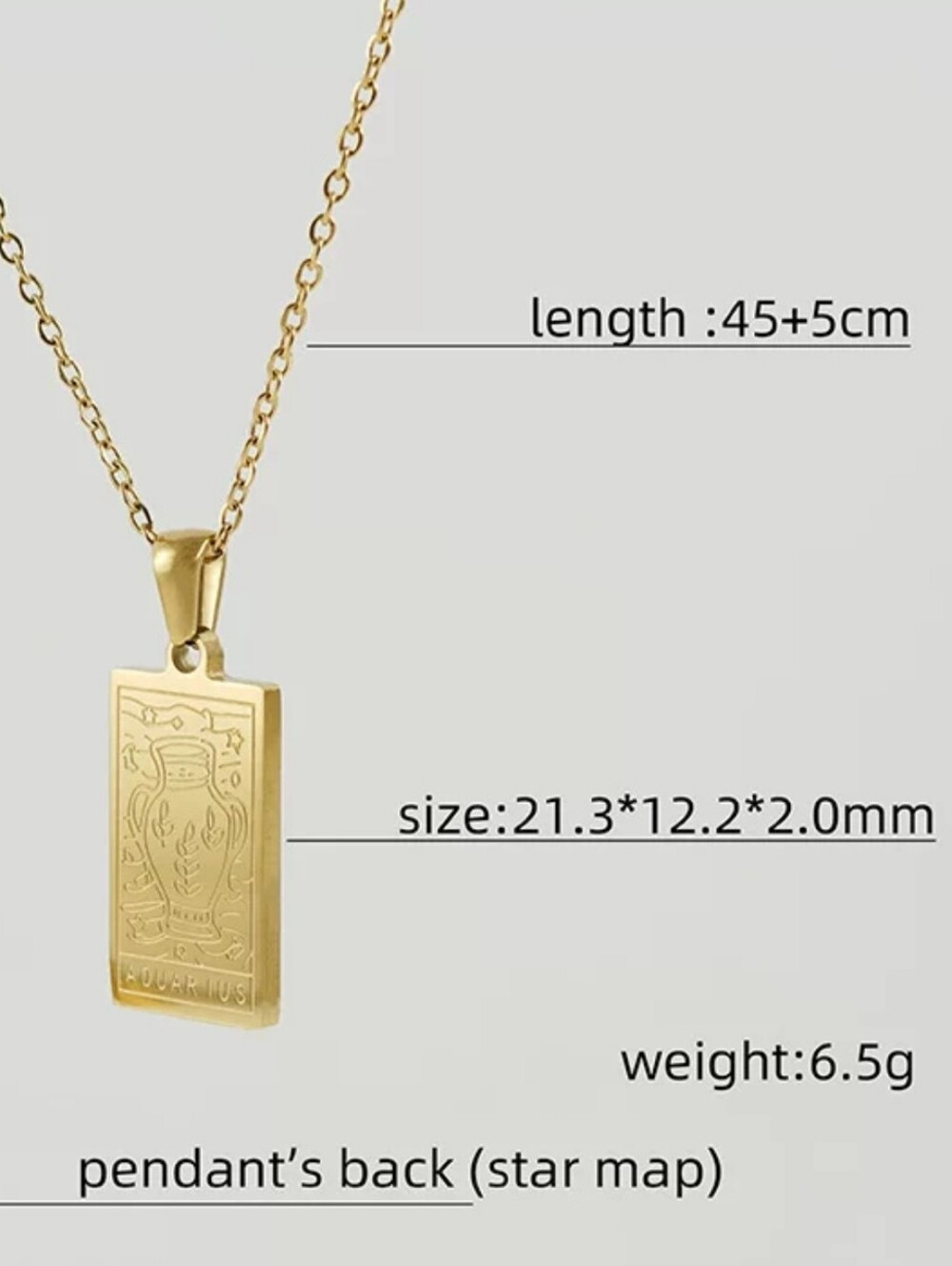 Scorpio Zodiac Tarot Card Necklace 18K Gold Plated Titanium Steel Double-Sided - Picture 5 of 10